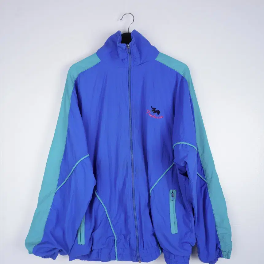 Vintage Old School Colorblocked Aqua Zip-Up Jersey VIA2457