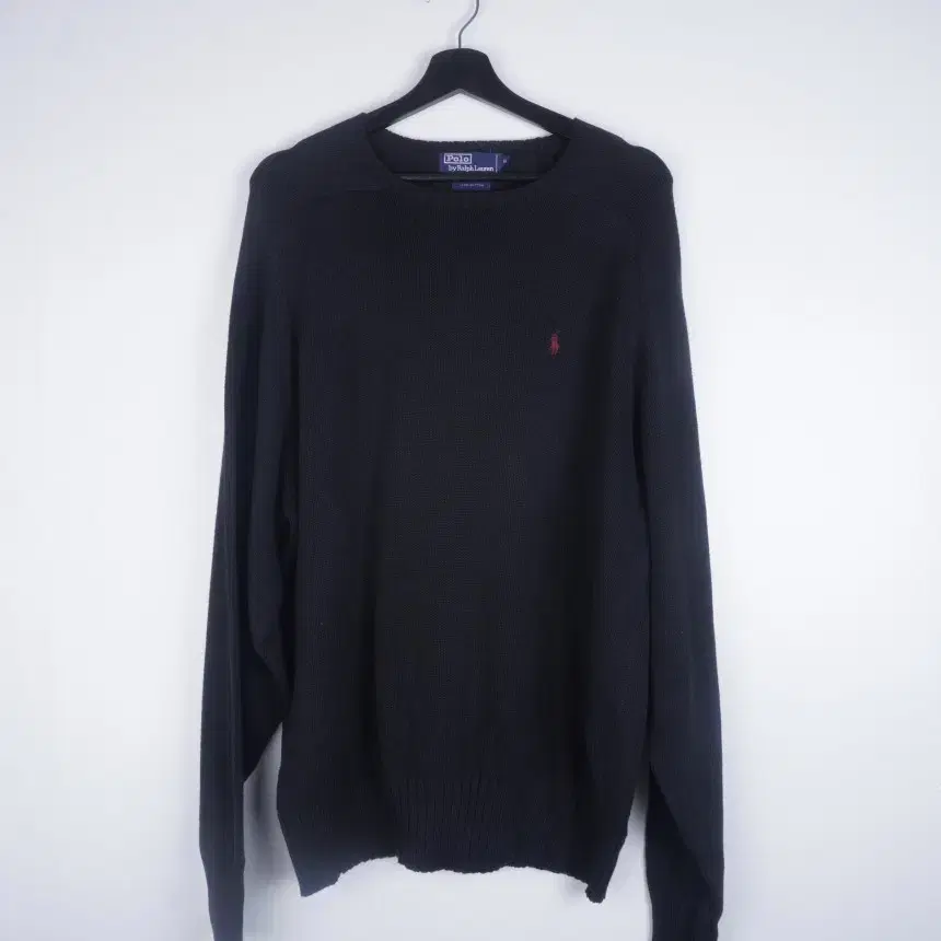 Polo Red Pony Black Cotton Round Knit VIA2508