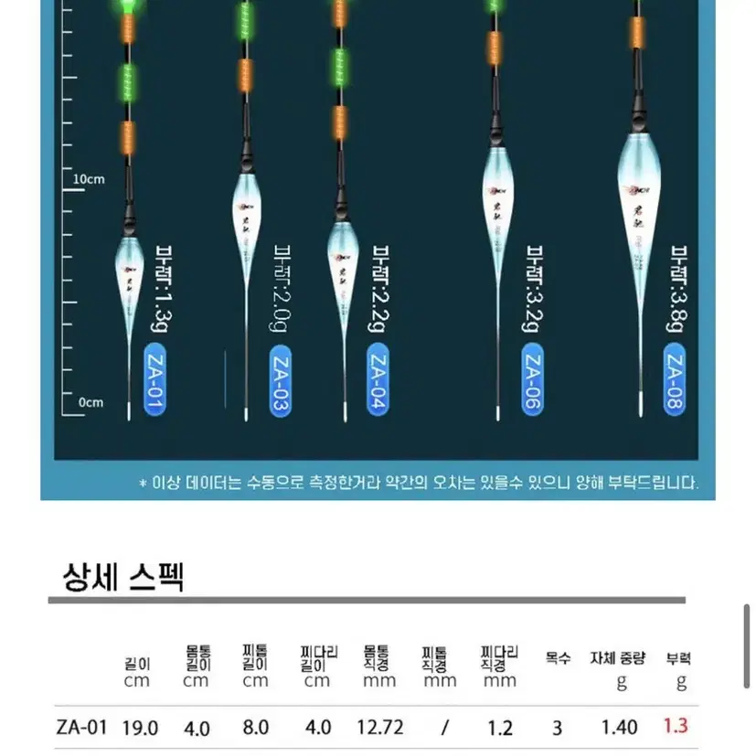 ZA 단찌 스마트 전자찌 부력 1.3g~3.8g