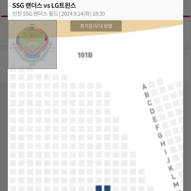 정가이하) 9/24 LG vs ssg랜더스 홈 마지막경기 101블록