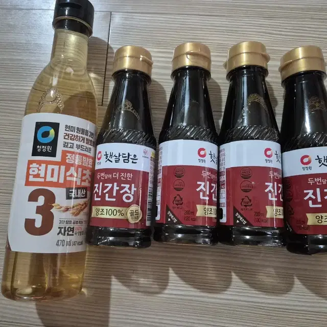 청정원 현미식초 470ml, 햇살담은 진간장 200ml 4개