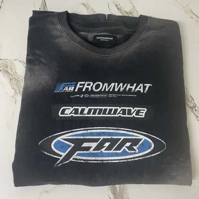 (2,xl)파프롬왓 롱슬리브 티셔츠 워시드 블랙 farfromwhat