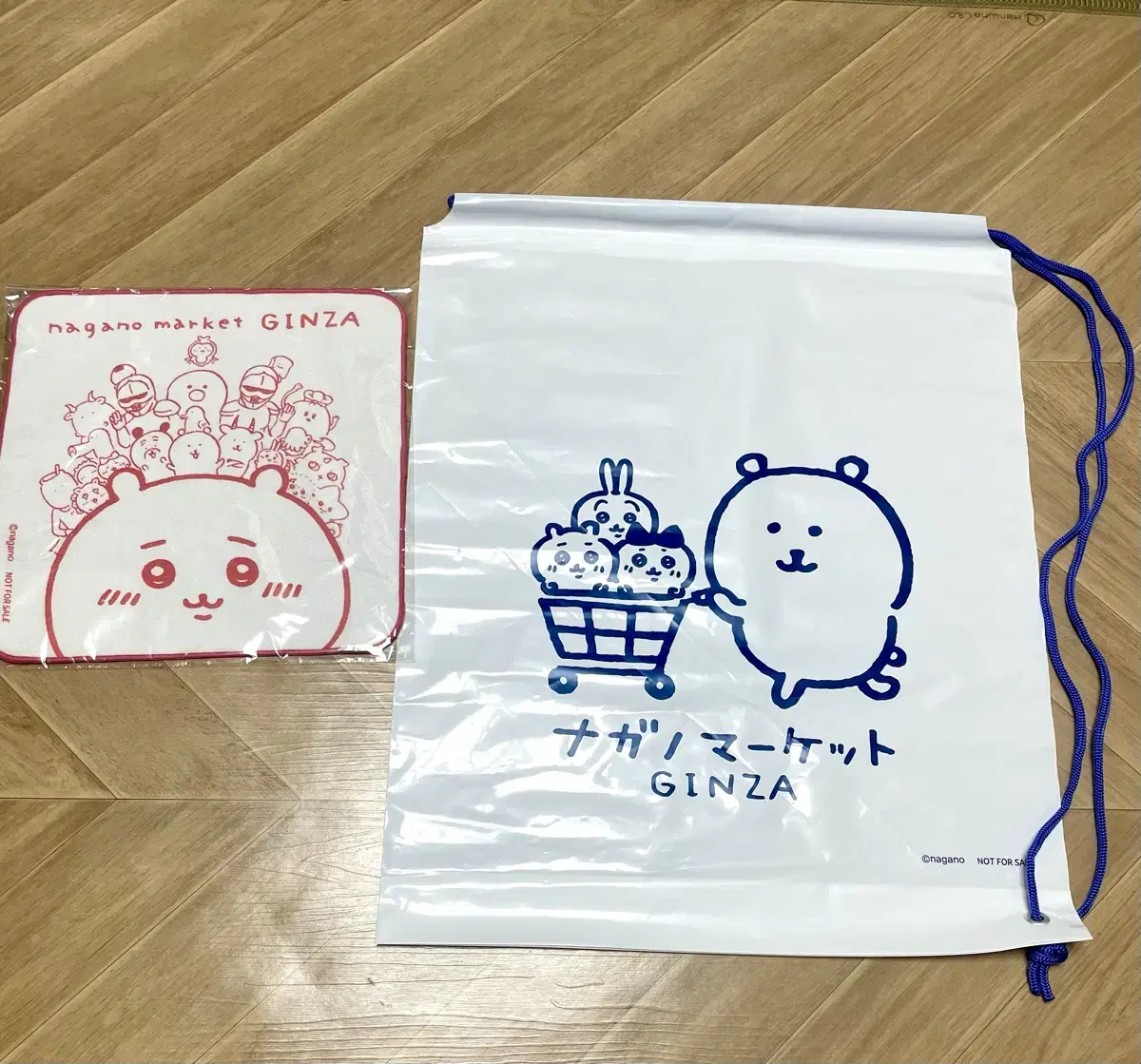 Nagano Market Joke Bear Handkerchief & Shopping Bag