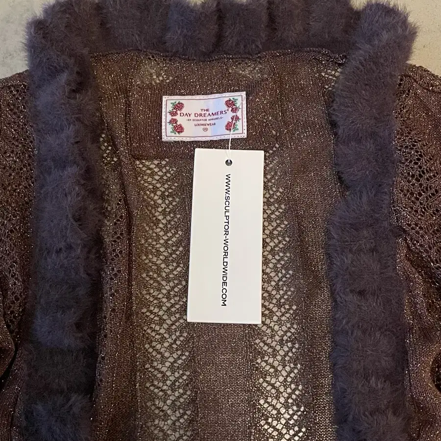 Sculptor Fur TrimmingGlitter Shrug Brown