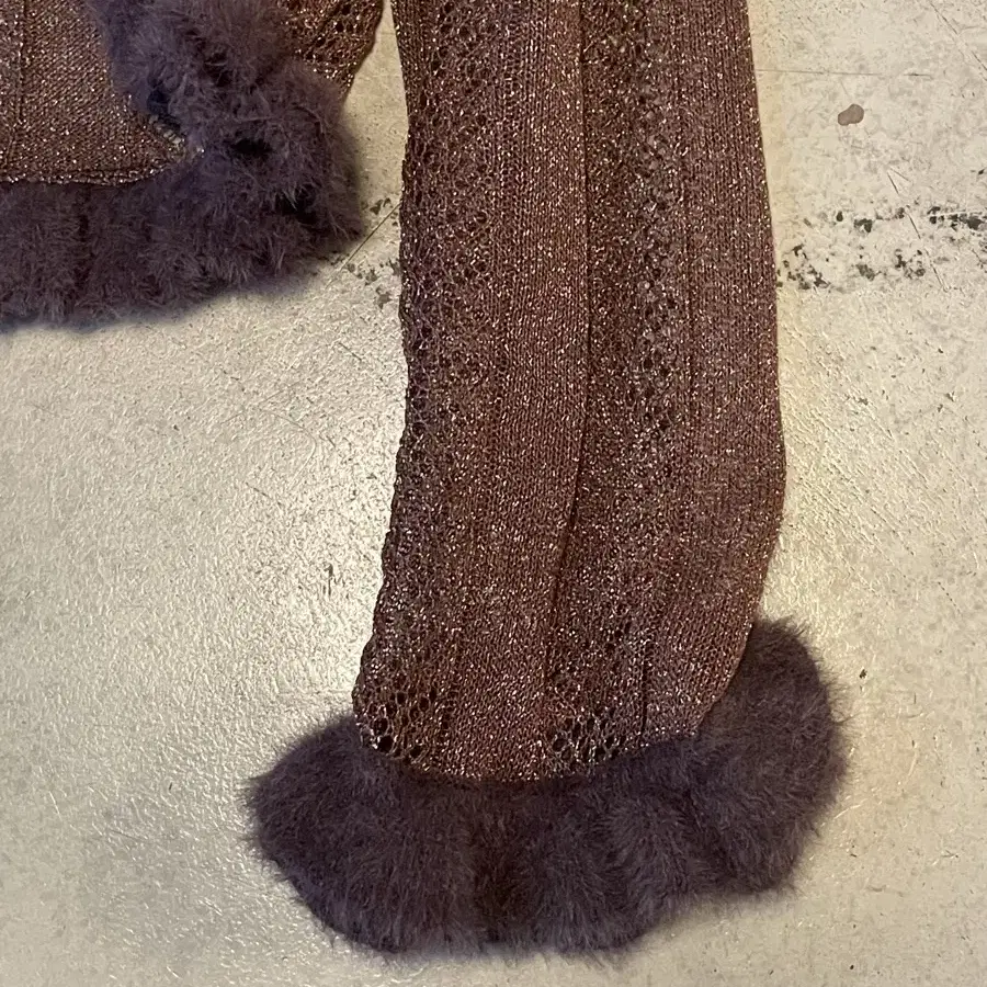 Sculptor Fur TrimmingGlitter Shrug Brown