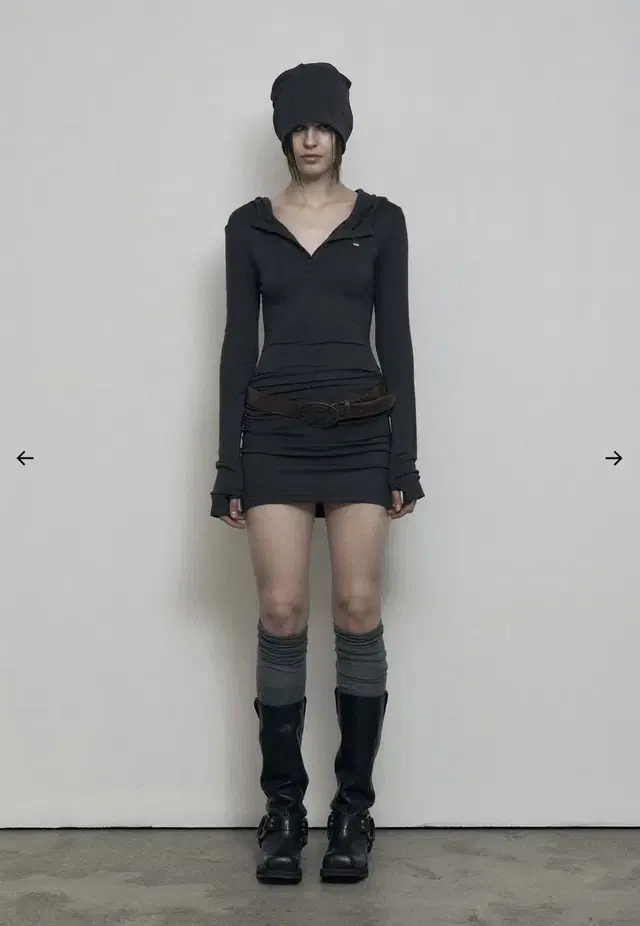 보헤미안 서울 hooded mini dress [ charcoal ]