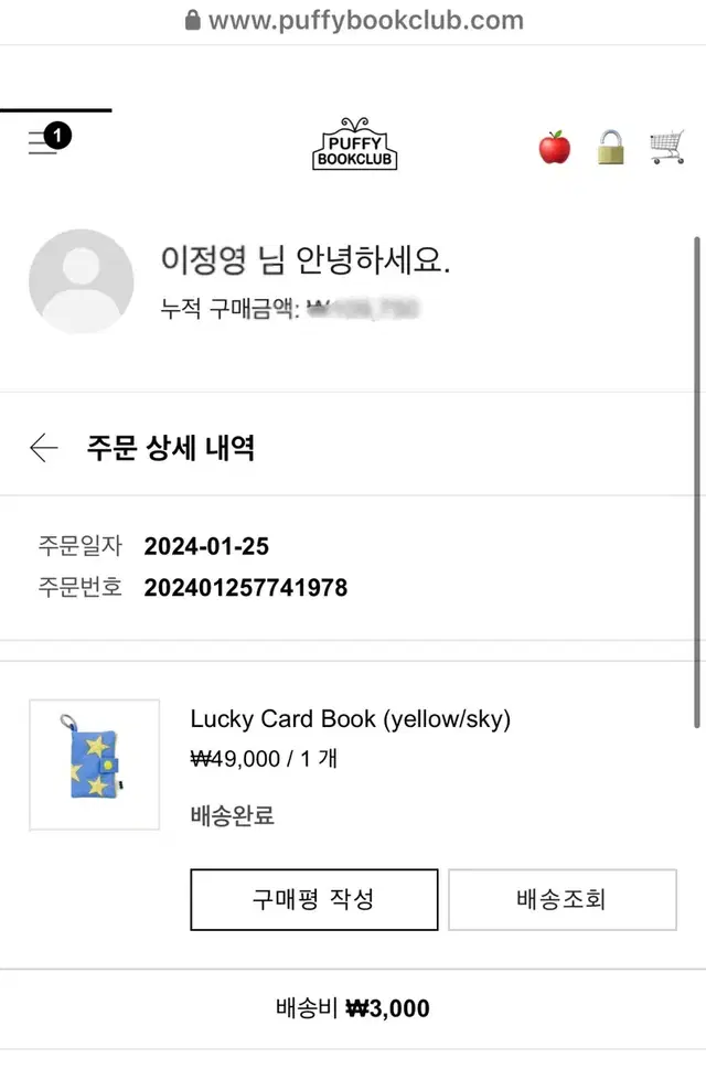 퍼피북클럽 카드지갑 Lucky Card Book (yellow/sky)