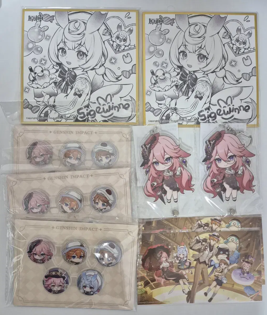 Genshin Impact Shanghai Fes pre-order benefit Color Paper acrylic Yaemiko Seasons Greetings postcard Magnet Goods