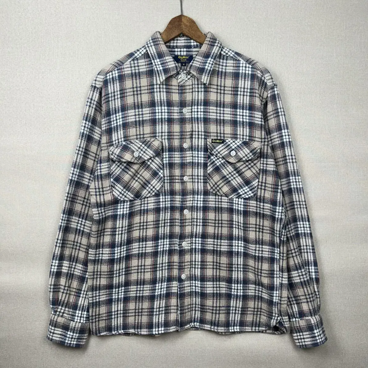 Oshikoshi Beige and gray flannel work shirt