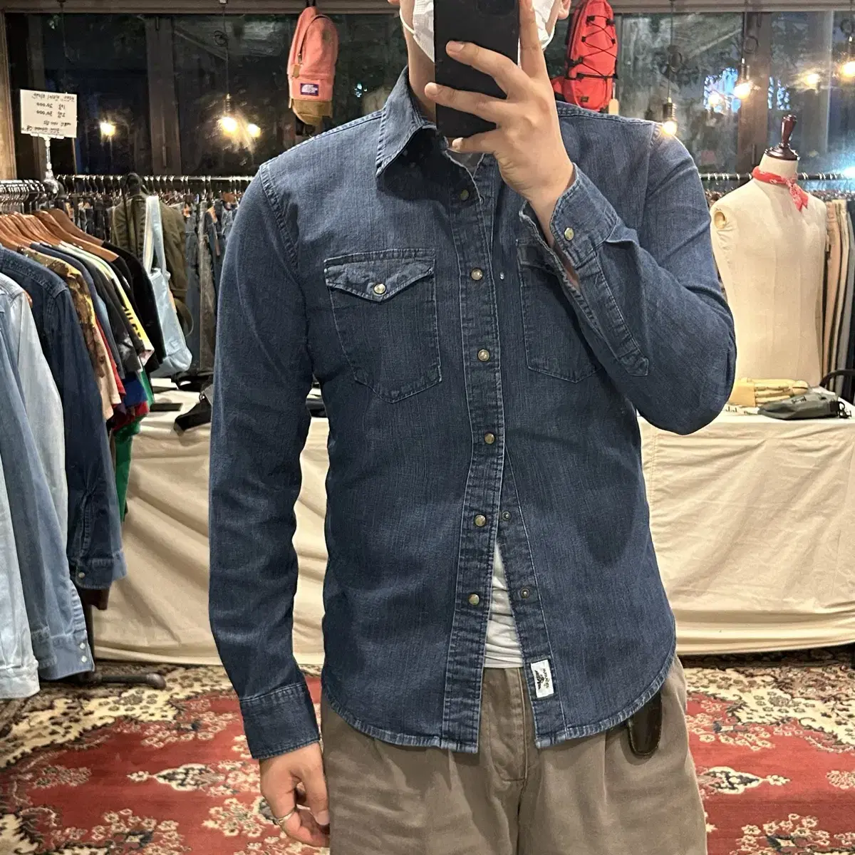 M) Wrangler 랭글러 인디고 투포켓 웨스턴 셔츠