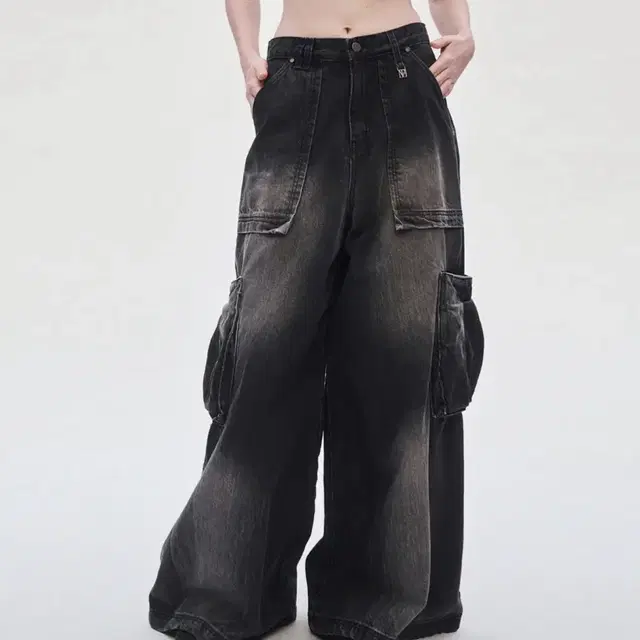 트리밍버드 Denim Cargo Pants [ Black ]