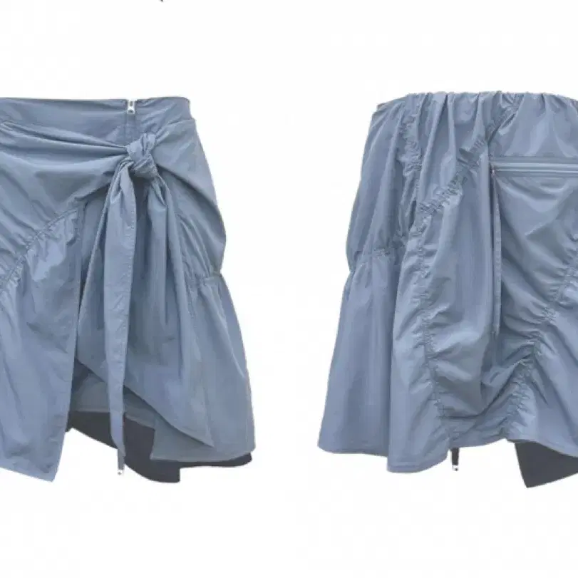 나체 PUCKERING TIE SKIRT BLUE GRAY