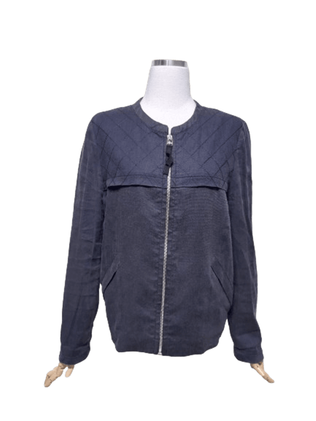 San Dro Linen Women's Round Neck Zip-up Jacket79-86