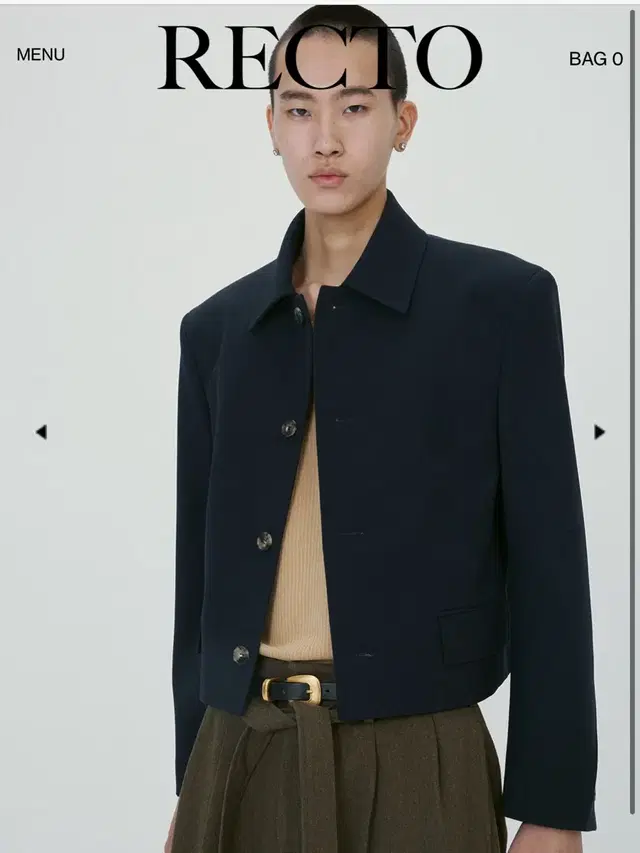 [새상품] 렉토 24FW 울 블랜드 숏자켓 차은우 숏 자켓 다크 네이비