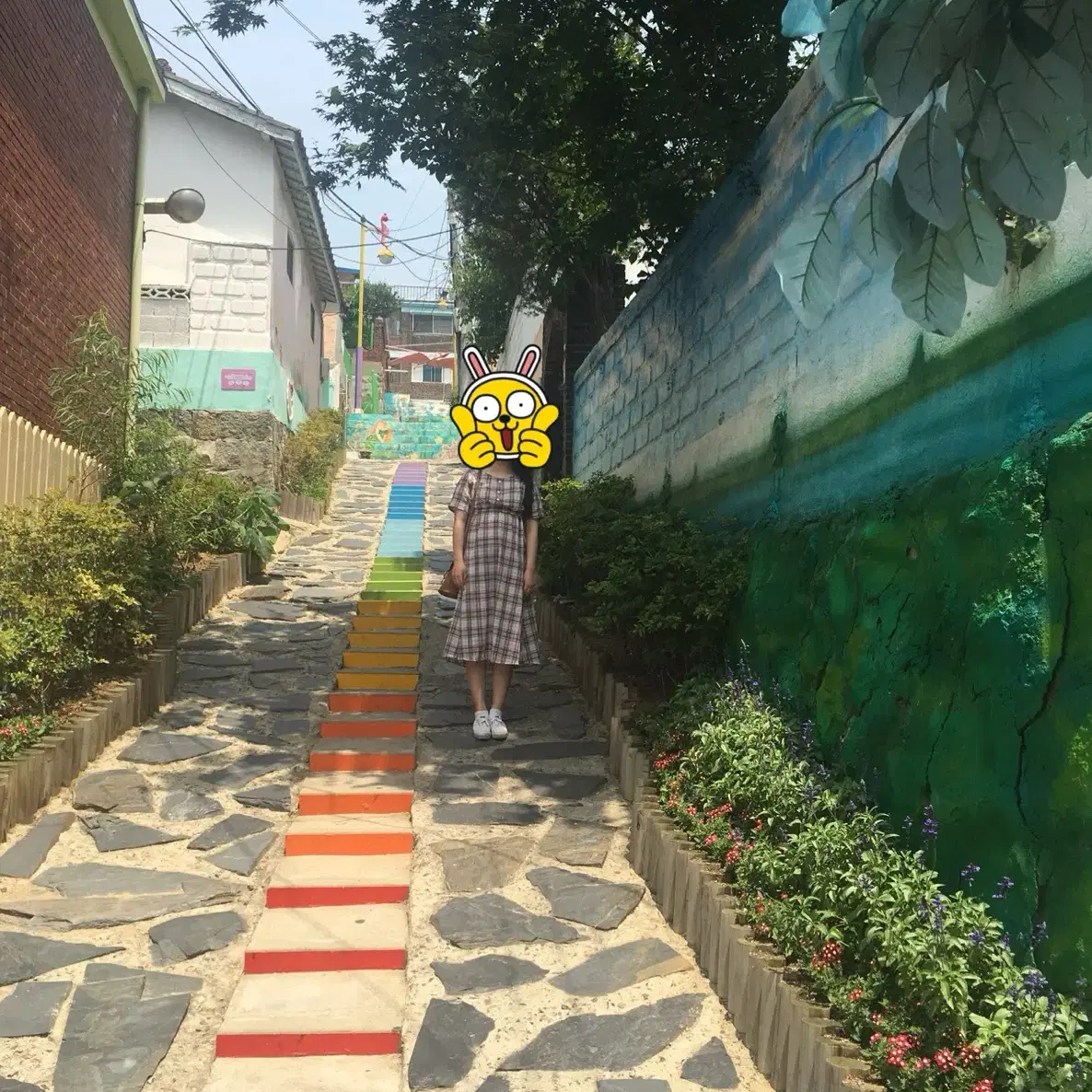 체크무늬 허리밴딩 원피스