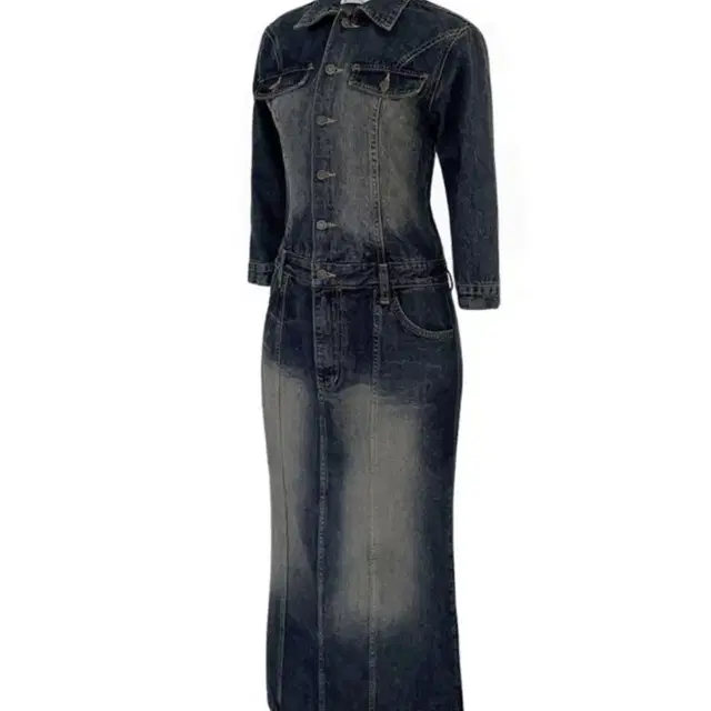 루루서울 old fashion denim jump suit dress