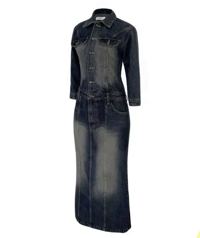 루루서울 old fashion denim jump suit dress