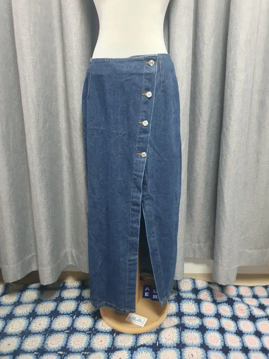 30Denim Trim Maxi Skirt