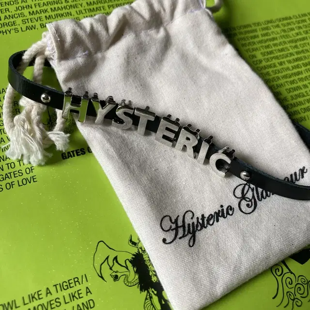 Hysteric glamour 히스테릭글래머 실버 메탈 레더 초커 목걸이