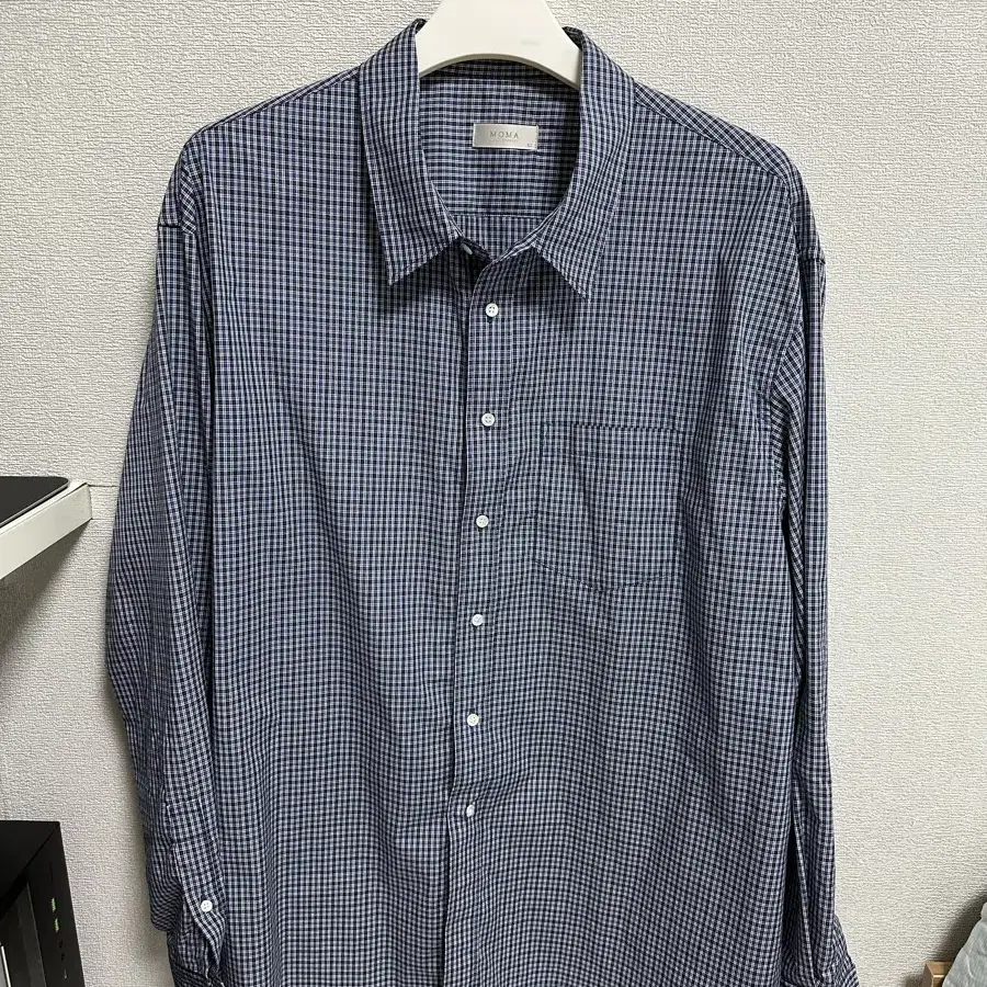 모마디자인 blue check shirts 52