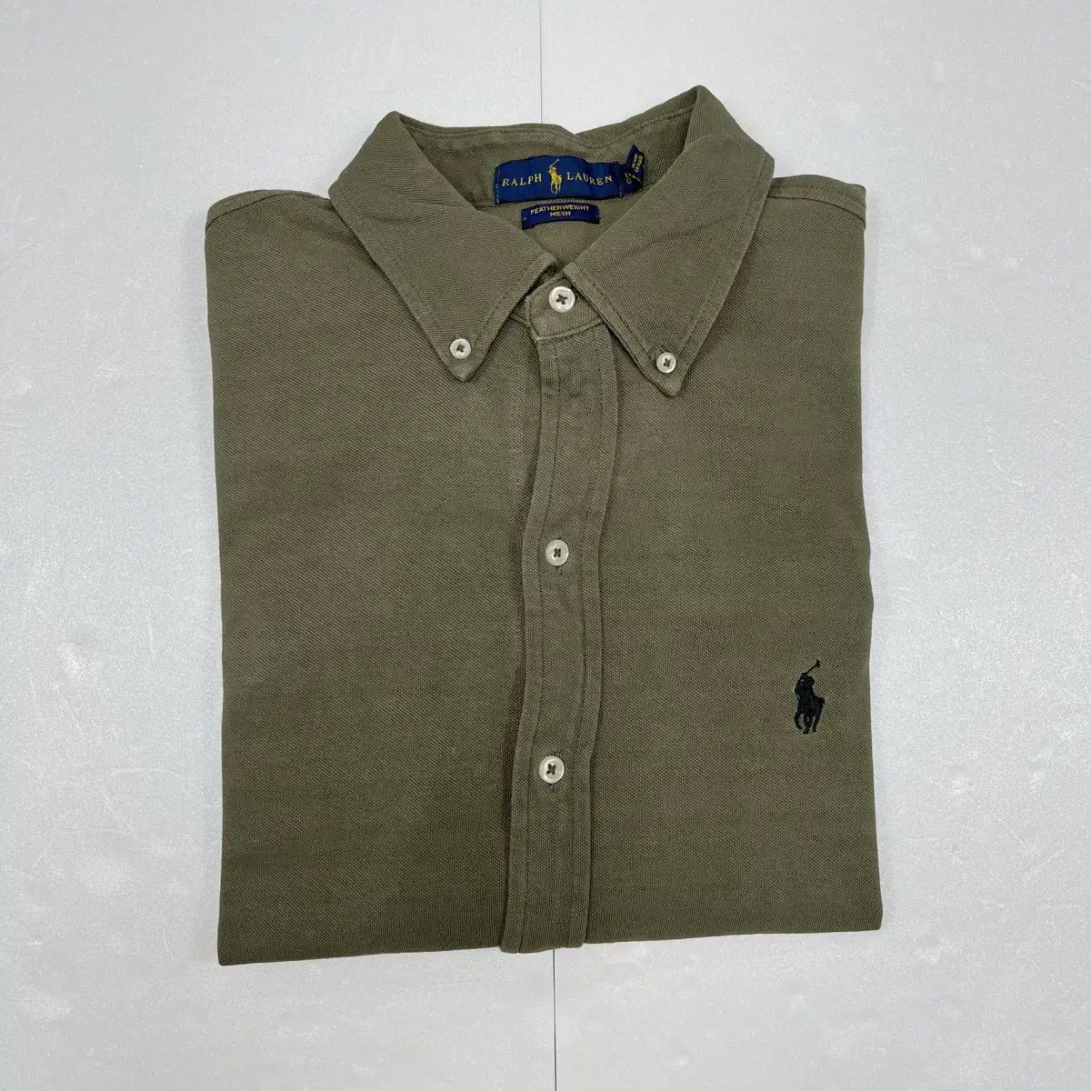 (CT348)L Polo mesh khaki long sleeve shirt.Polo