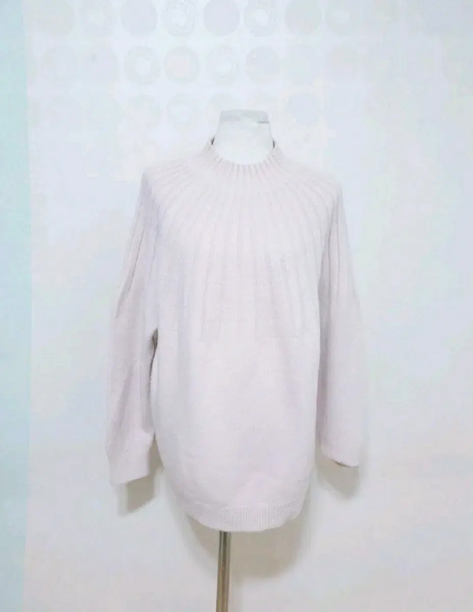 FREE/vahn neck/half pola/knit/long knit/pink knit