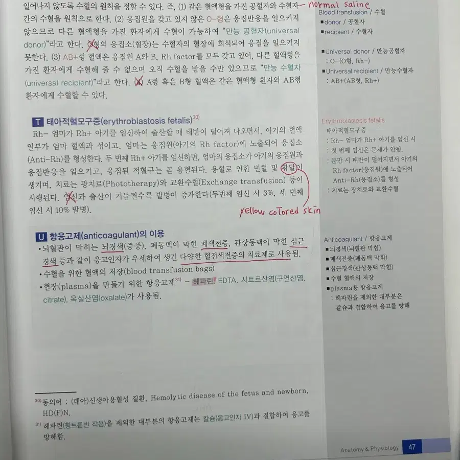 인체의 구조와 기능 1,2 (은학사 김찬 외공저)