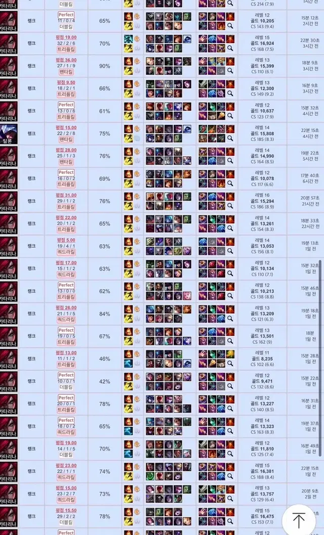 시즌말 C1 후기1위 리그오브레전드 LOL 무사고챌린저 개인상점