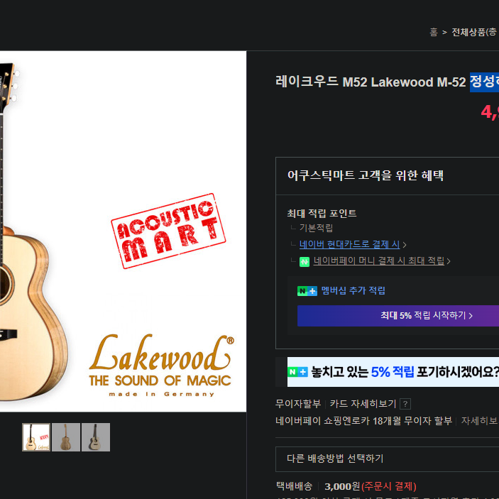 레이크우드 M52 Lakewood M-52 정성하기타 >250