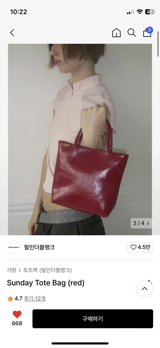 필인더블랭크 Sunday Tote Bag (red)