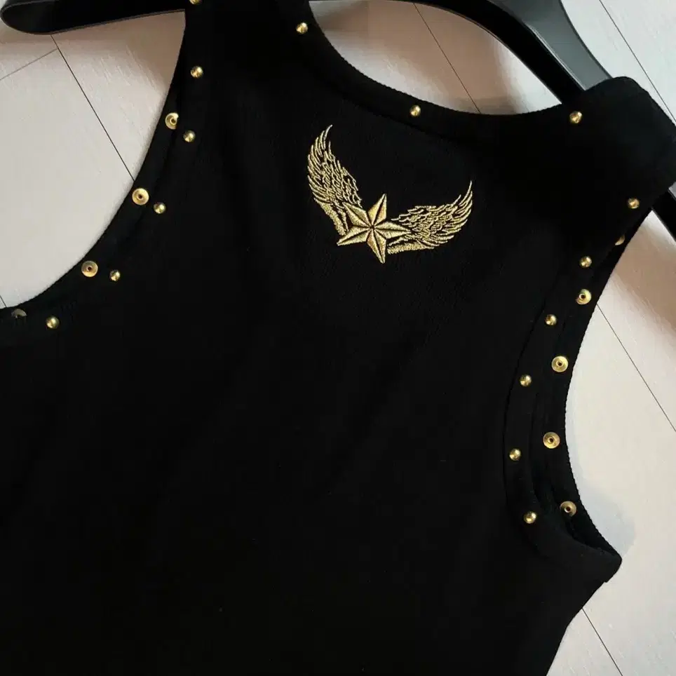 Midas Gold Embroidered Stud Rib Tank Top