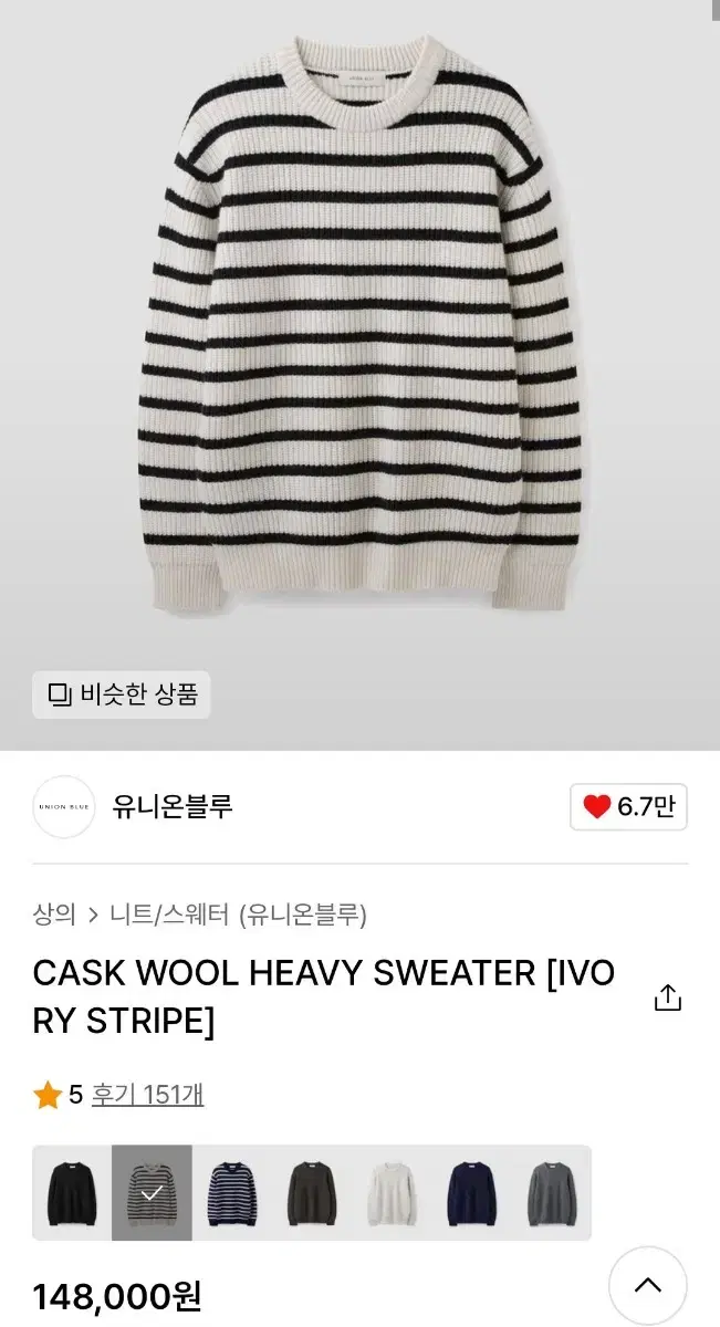 [L] Union blue cask wool heavy sweater