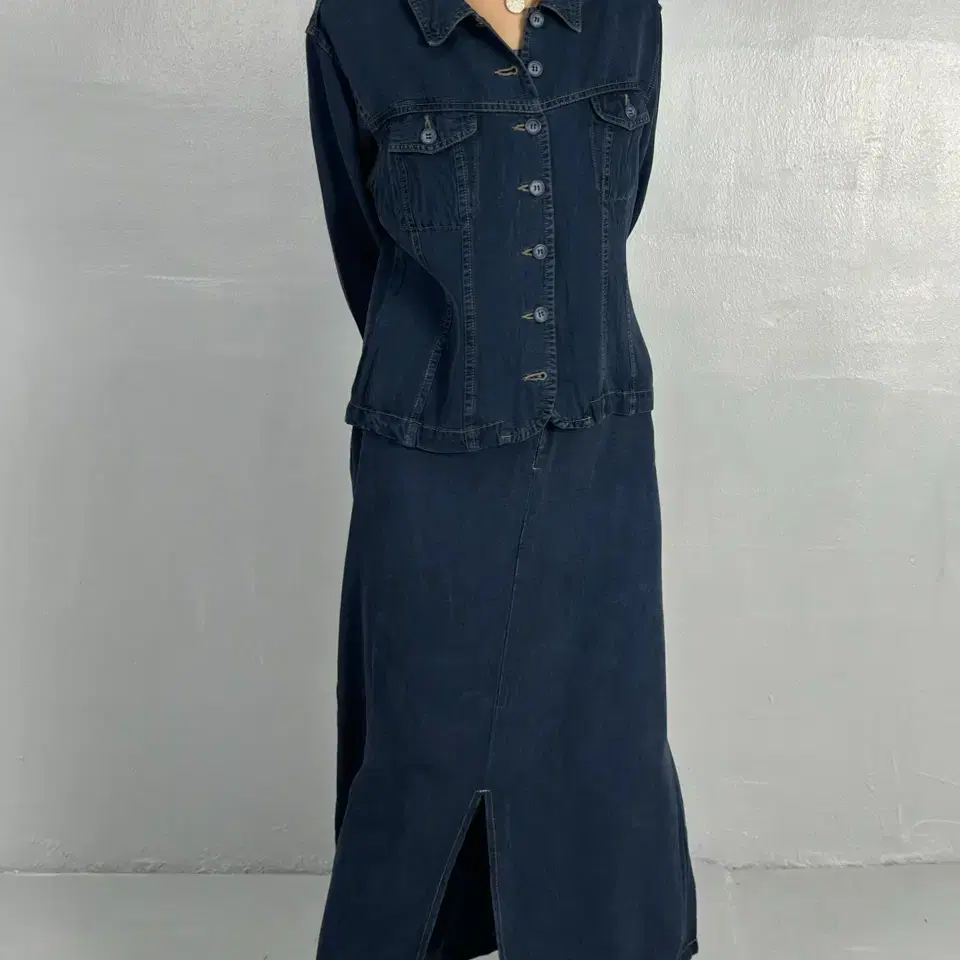 vintage denim two-piece set