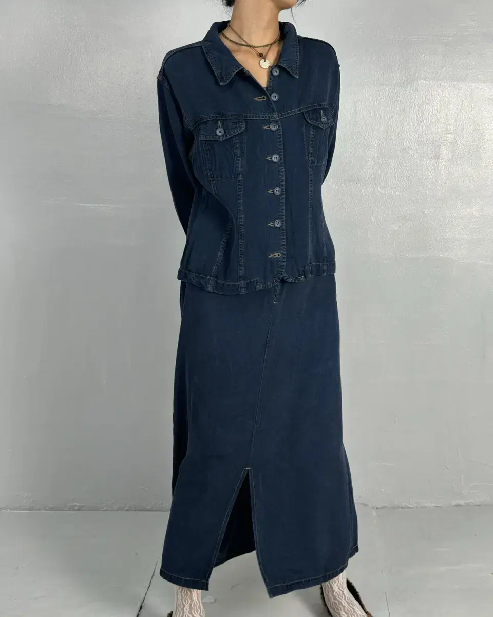 vintage denim two-piece set