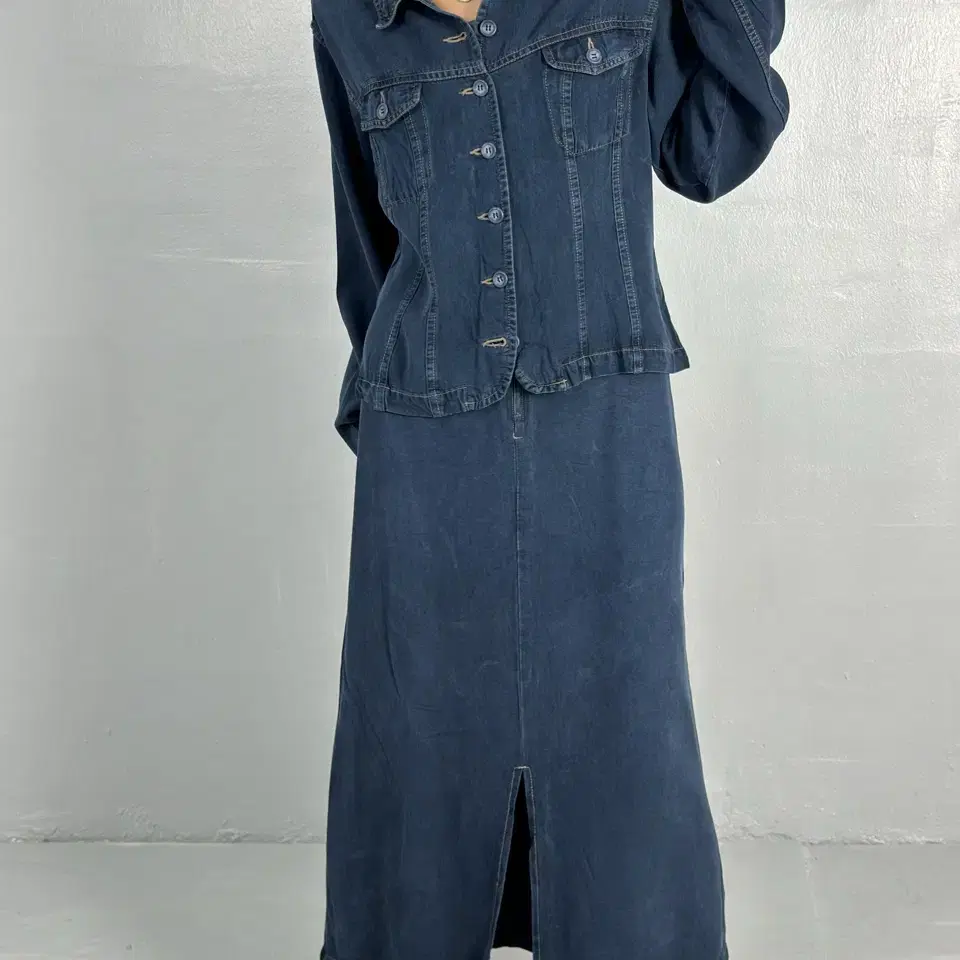 vintage denim two-piece set