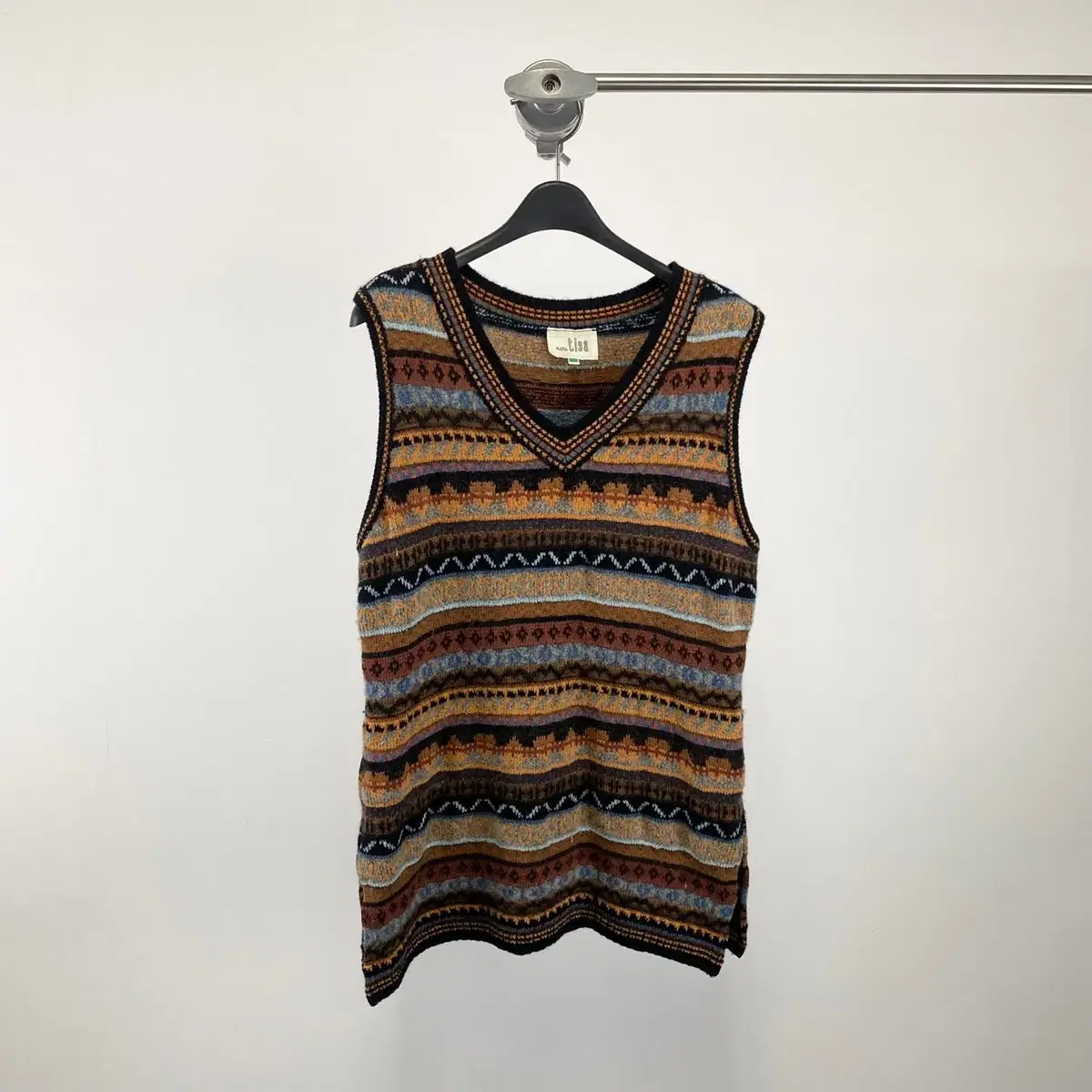 vintage marsa tisa mixed pattern knit vest