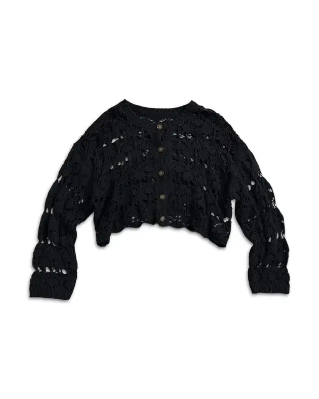 vintage black crochet knit cardigan -