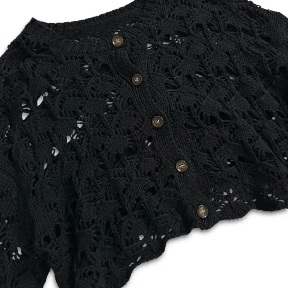 vintage black crochet knit cardigan -