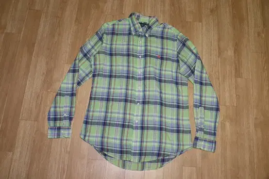 (100) Polo/Green Purple Check Linen Shirt