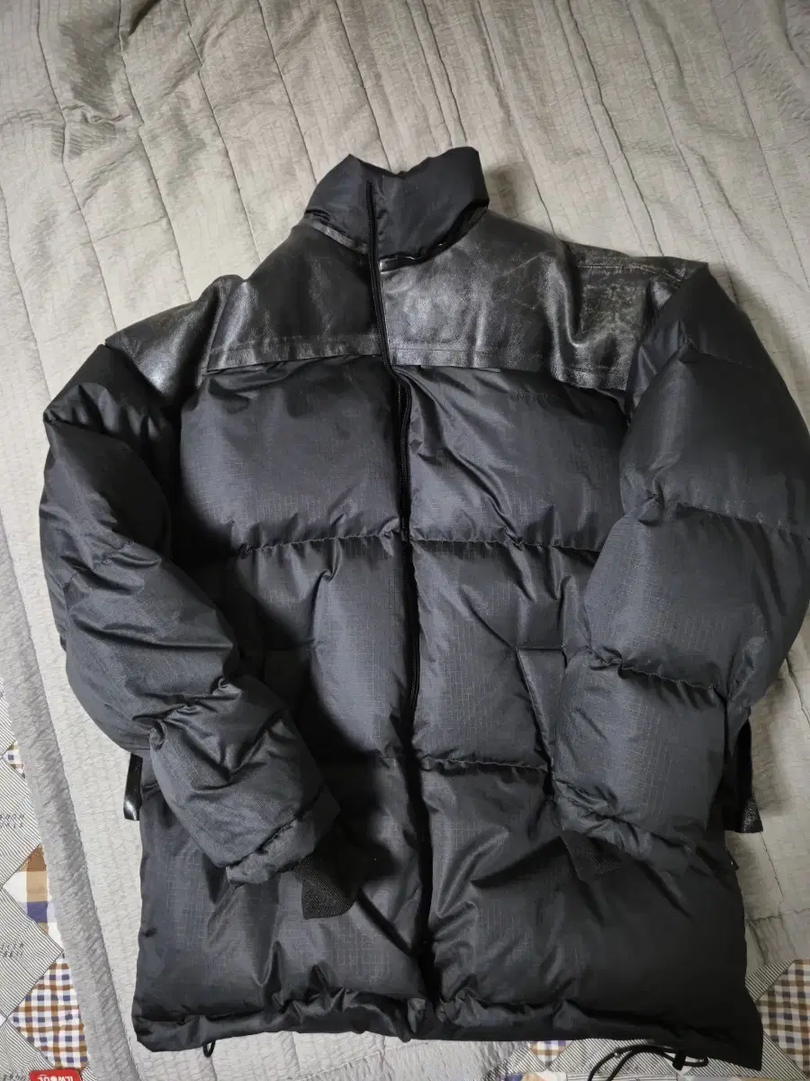 Balenciaga leather layered puffer