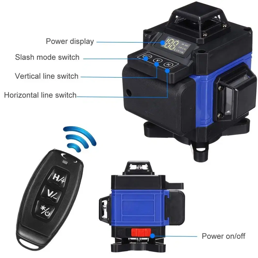 오토 레이저 레벨기자동16 라인 2xBattery 360 수평 수직 크