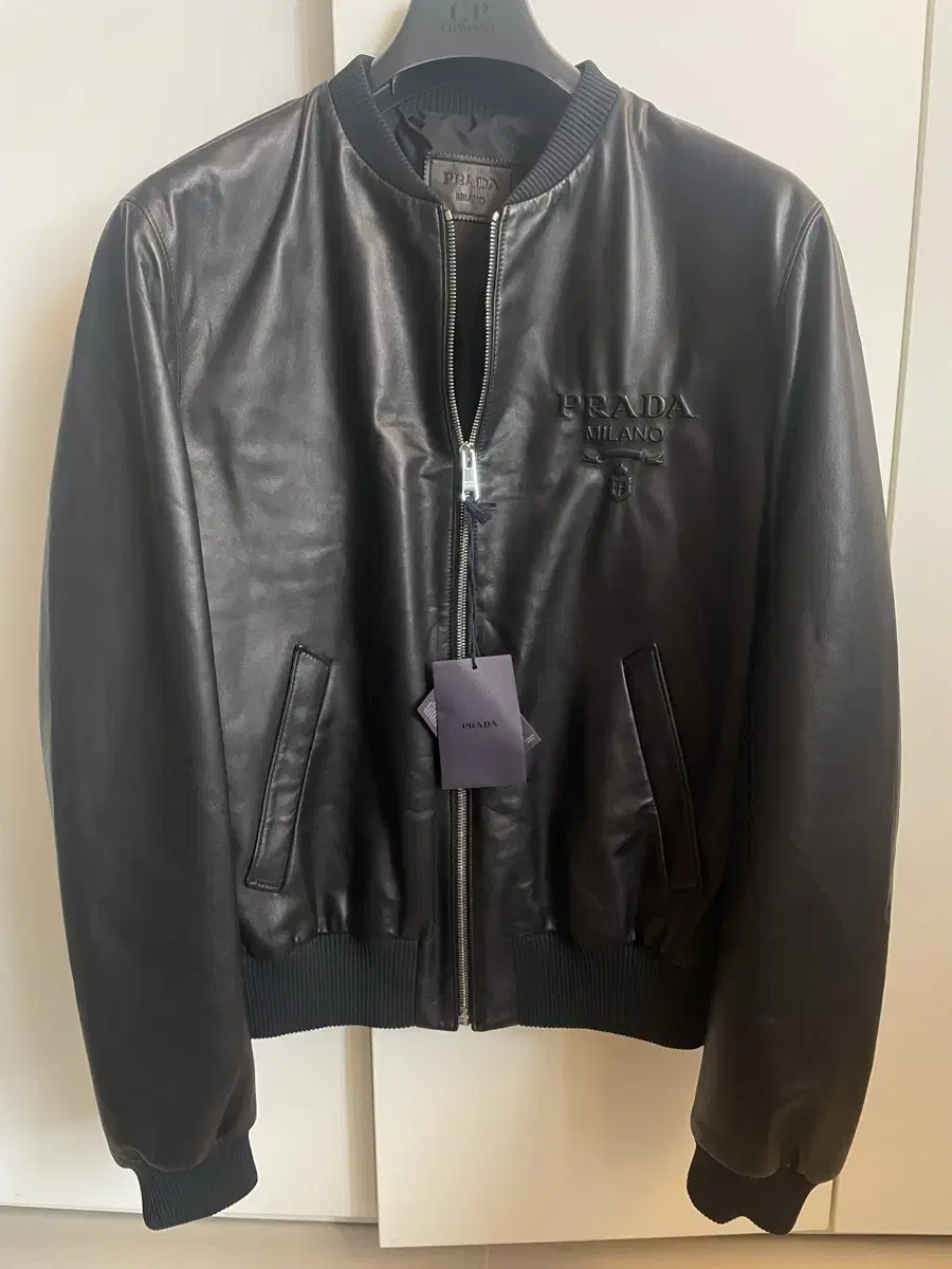 [52] Prada Black leather and leather bomber jacket new