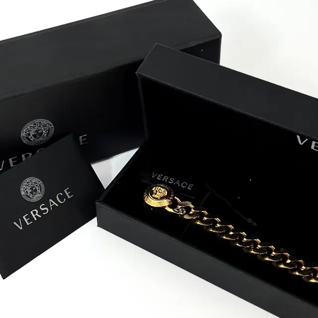 [풀구성] 베르사체 VERSACE 메두사 메달리언 체인 링크 금장 팔찌