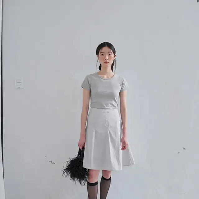 Poti 포티 label pleats skirt 라벨 플리츠 스커트