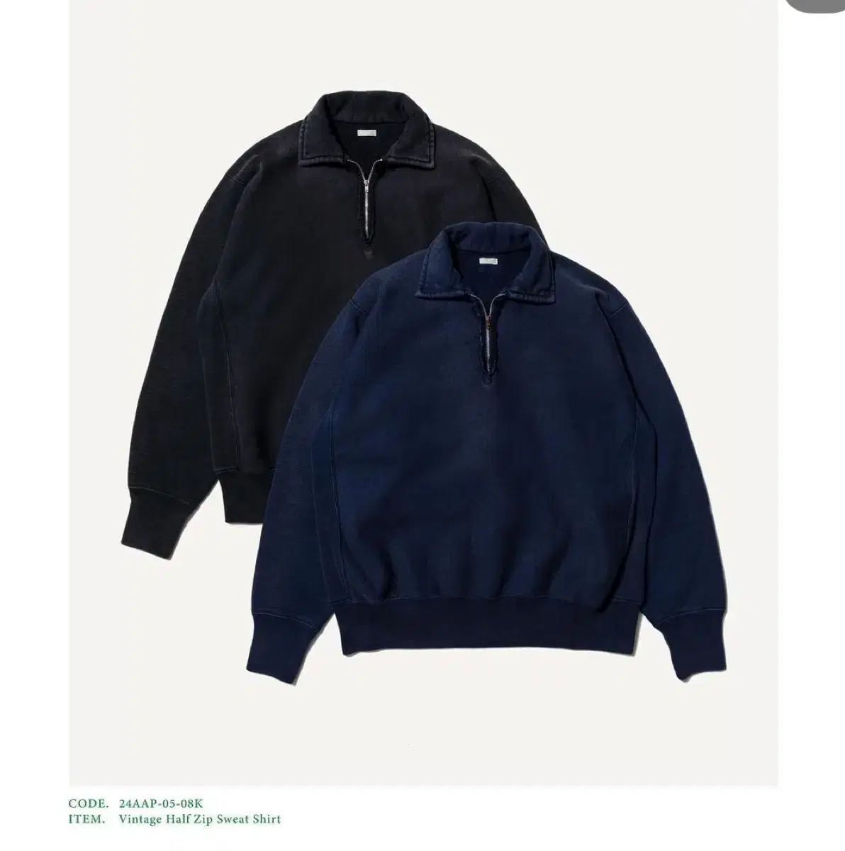 [2] 24AW Apres-Season Vintage Half Zip Sweatshirt Navy