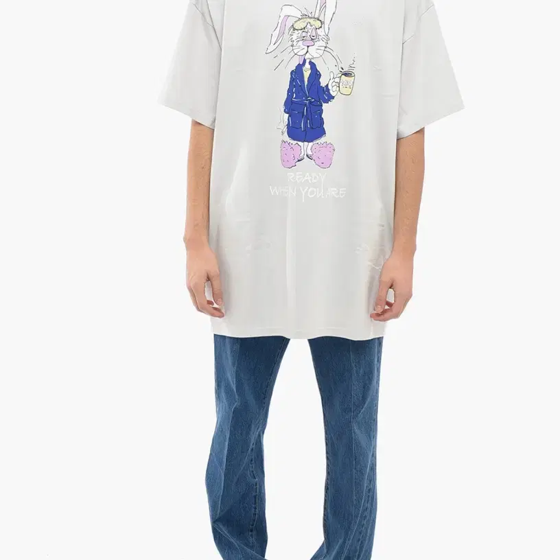 MARTINE ROSE OVERSIZED BUNNY T-SHIRT WIT