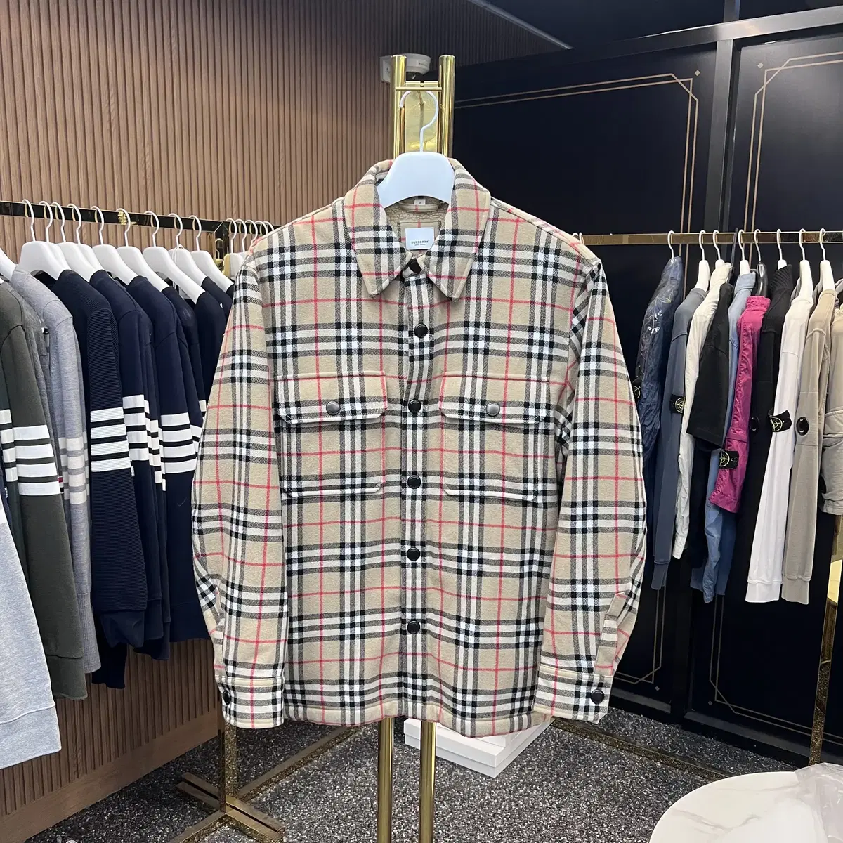 [Size M] Burberry Check Cotton and Wool Overshirt