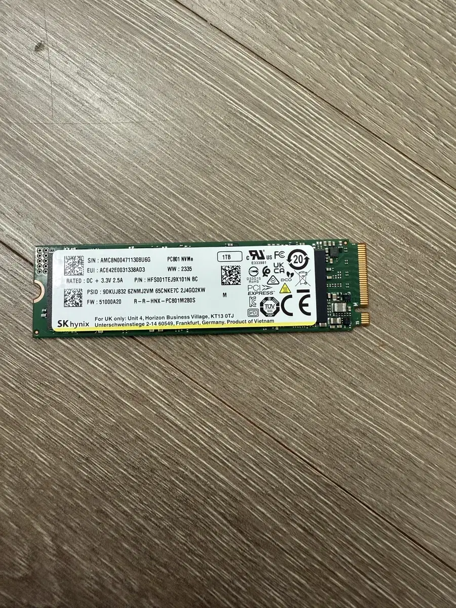 Skhynix pc801 nvme ssd 1T sell does