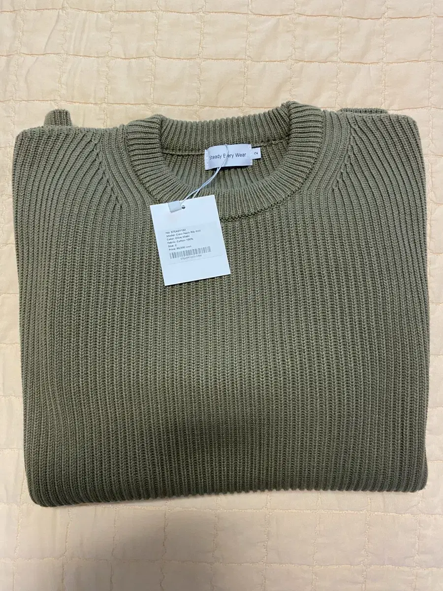 [2] Steady Everywhere SEW Crew-neck cotton knit olive khaki new