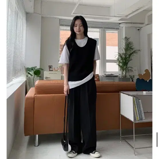 데일리쥬 워크 핀턱 와이드 슬랙스 S